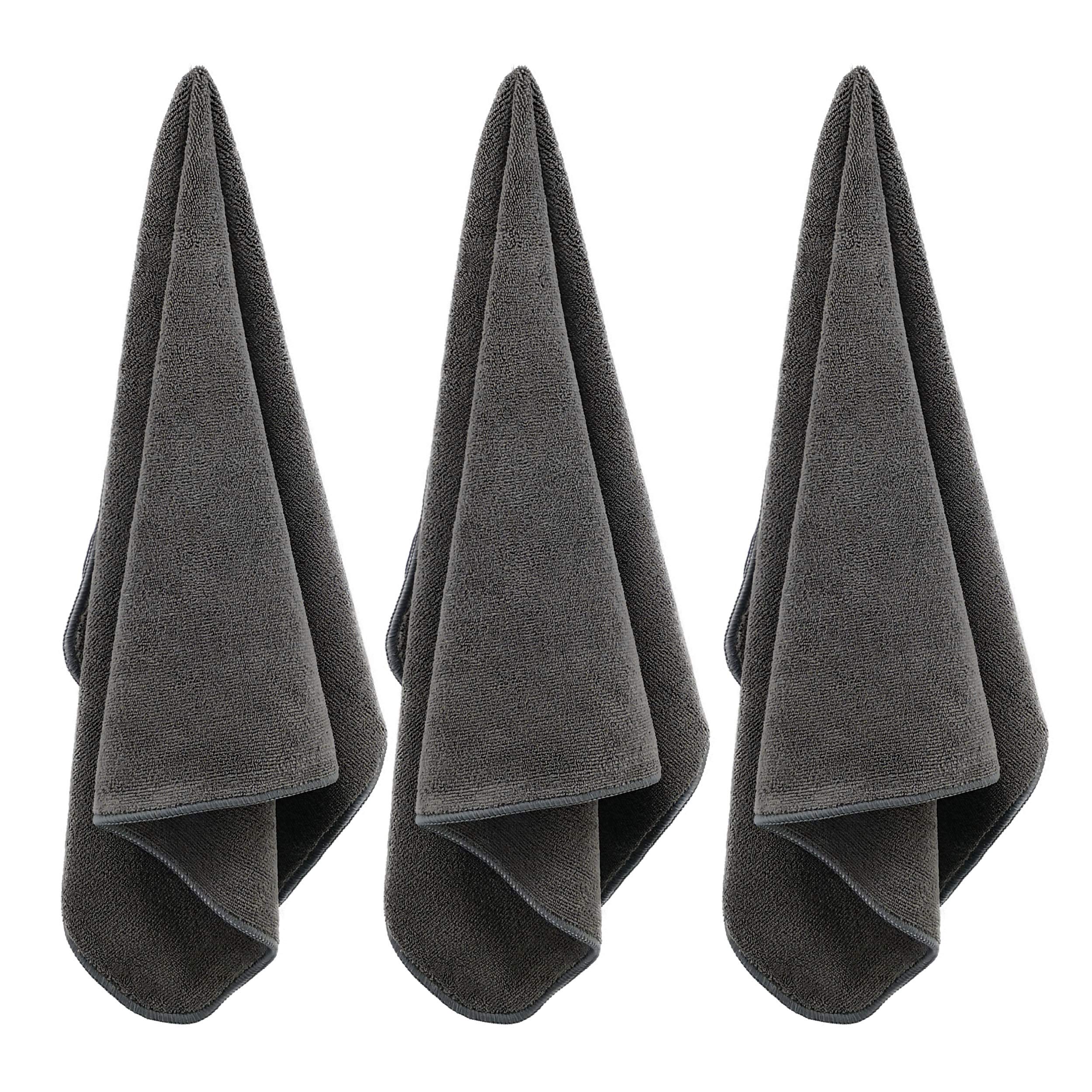 POLYTE Professional Quick Dry Lint Free Microfiber Hair Drying Salon Towel, 16 x 29 in, 8 Pack (Dark Gray)